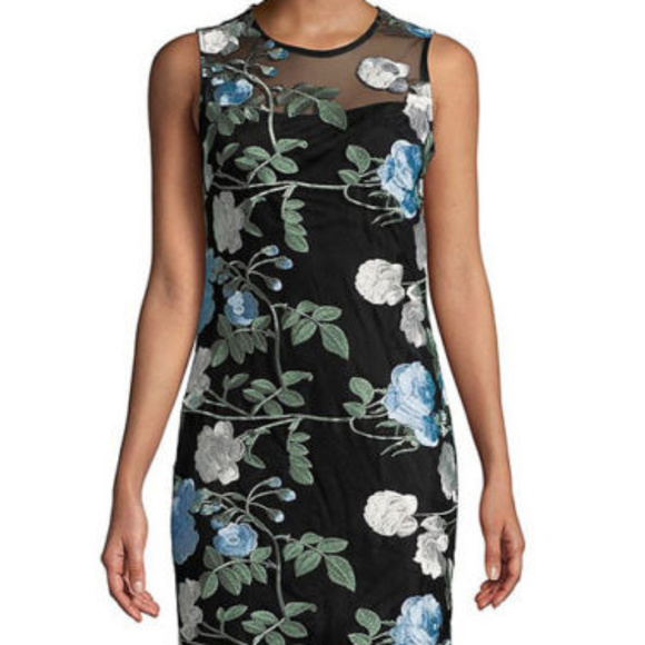 calvin klein floral embroidered sheath dress
